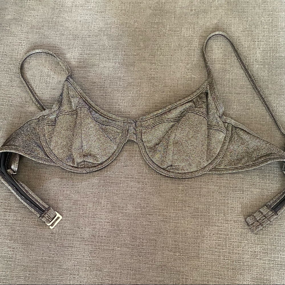 Silver and grey bikini top • large